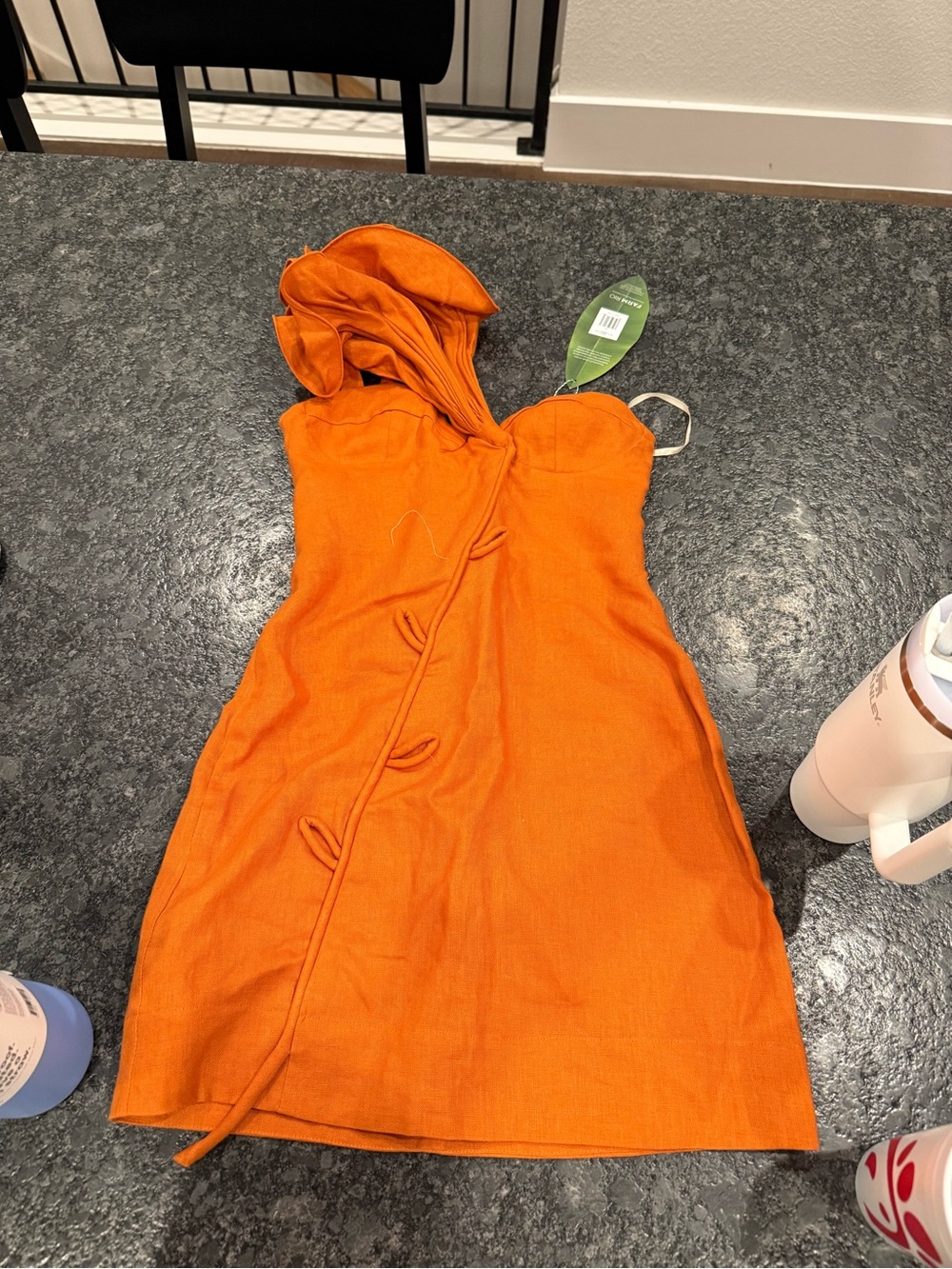 Farm Rio Orange Mini Dress - Picture 2 of 2